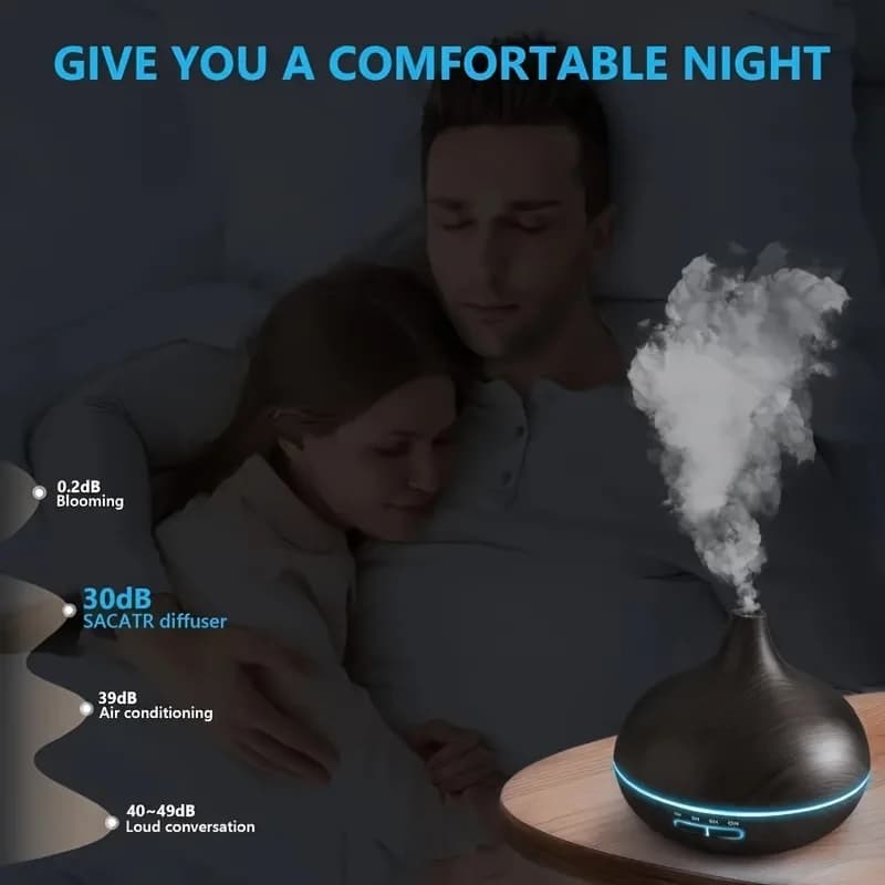 Diffusori per aromaterapia ad ultrasuoni da 1 pezzo diffusore di olio essenziale da 500ml con telecomando umidificatore a grana di legno scuro