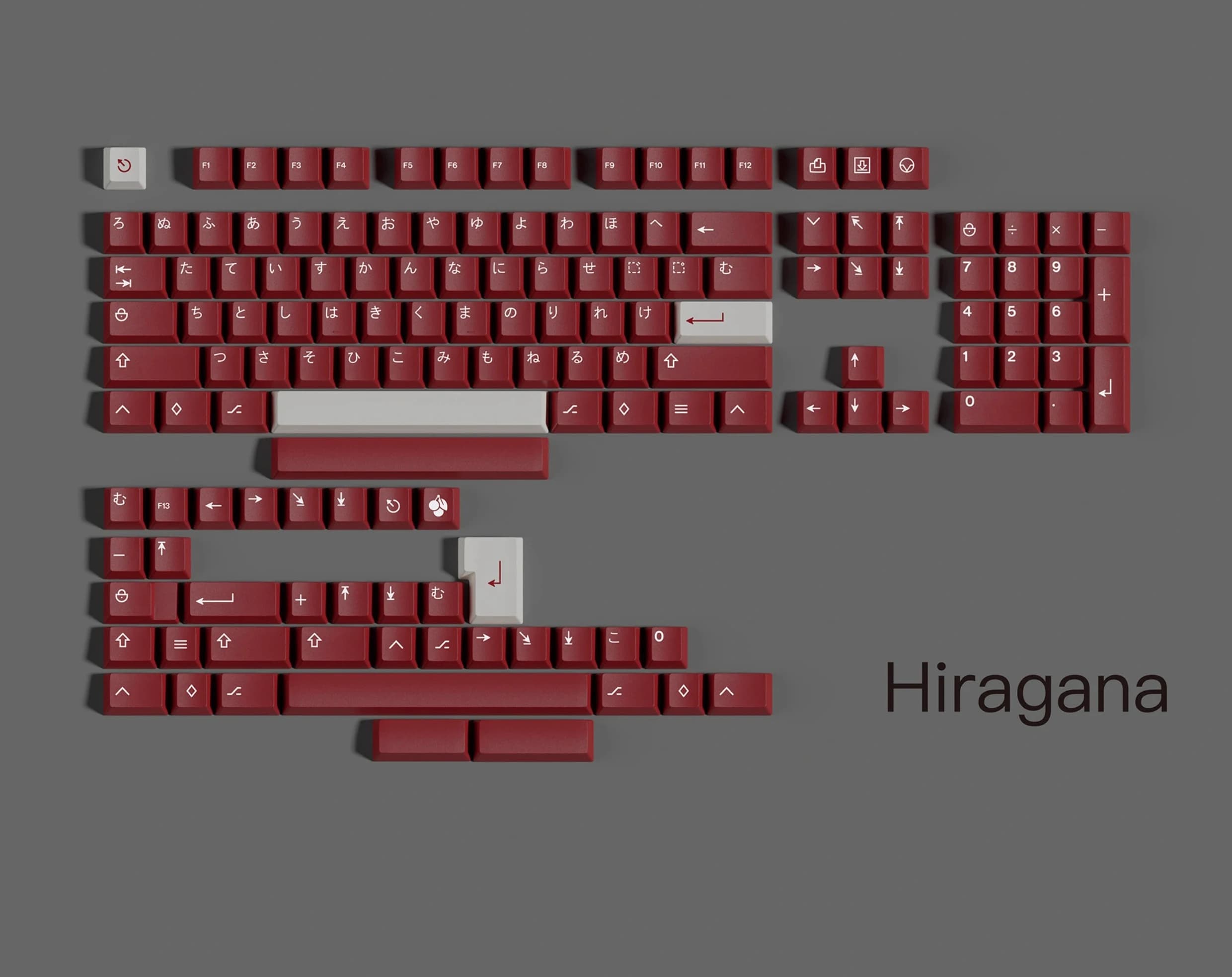 Cherry Profile minimalista bianco rosso Cyrillic Hiragana Keycap PBT Dye Sublimation Keycaps 142key per tastiera meccanica GMK67 60