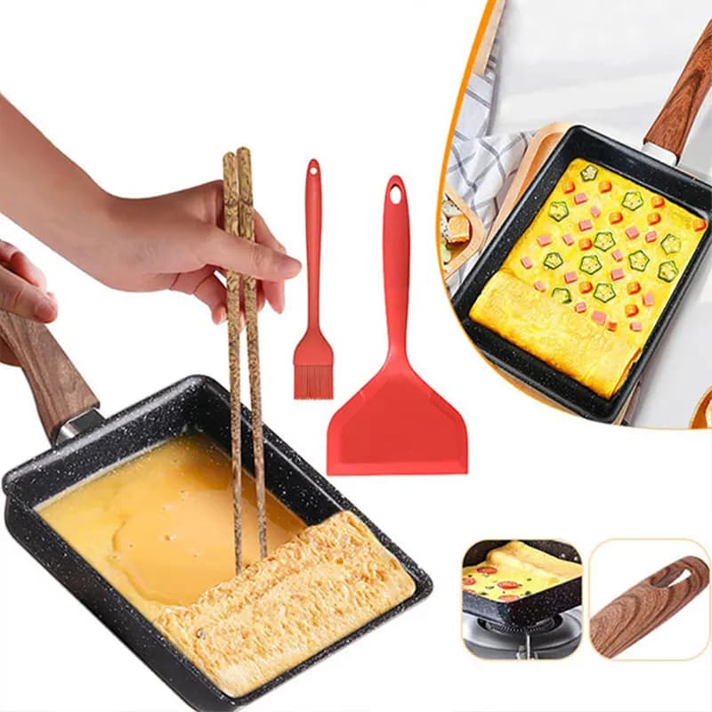 Tamagoyaki frying pan Japanese non-stick frying pan for eggs rectangular pan Tamago small egg pan with cooking tools