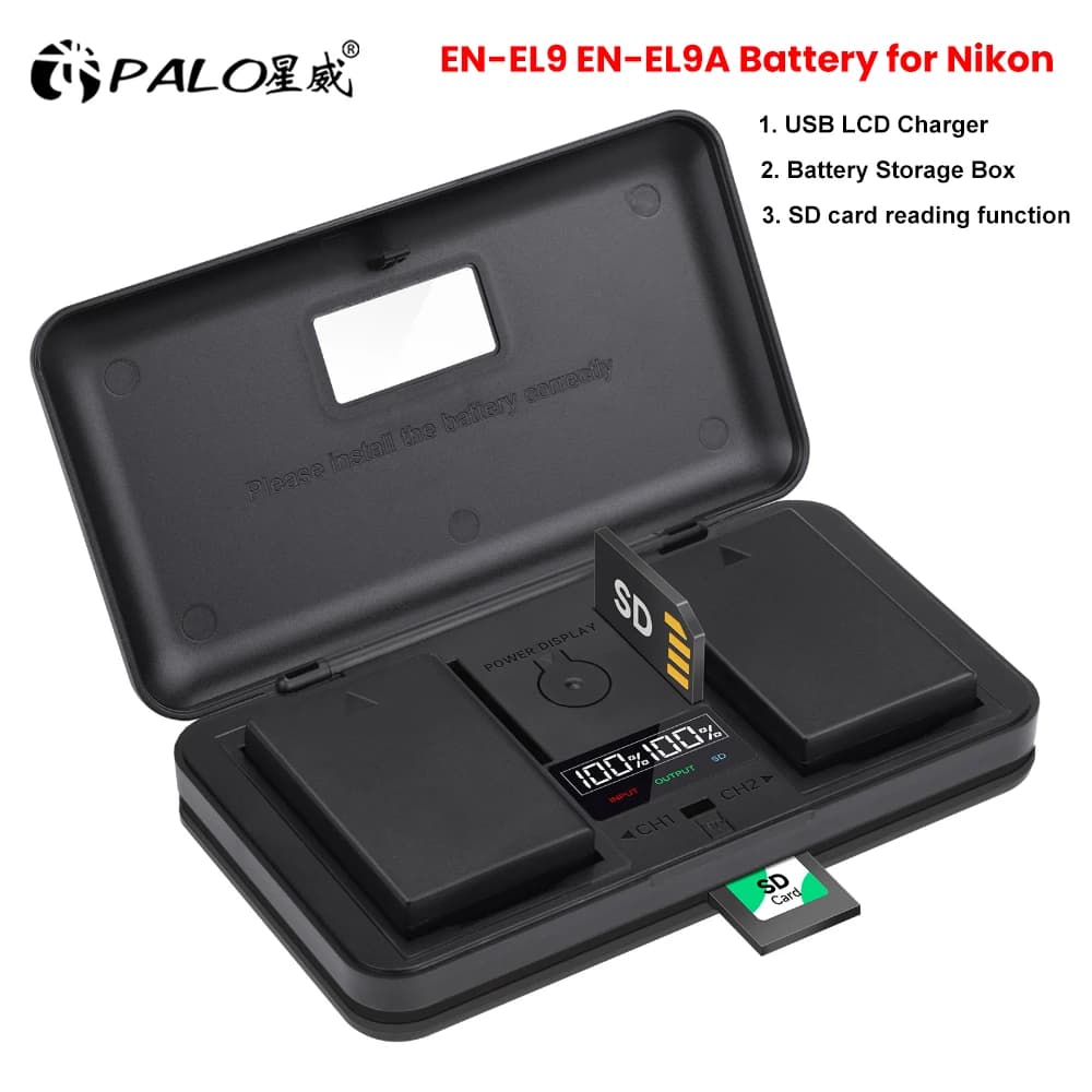 2400mAh EN-EL9 EN-EL9a ENEL9 ENEL9a EN EL9 batteria + custodia per caricabatterie multifunzione per fotocamera digitale Nikon D40 D40X D60 D3000 D5000
