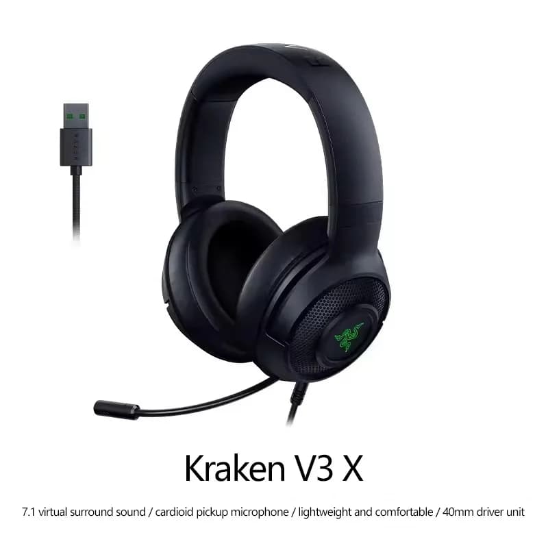 Cuffie Razer Kraken V3 X 7.1 canali per e-sport con illuminazione RGB, cuffie USB con microfono