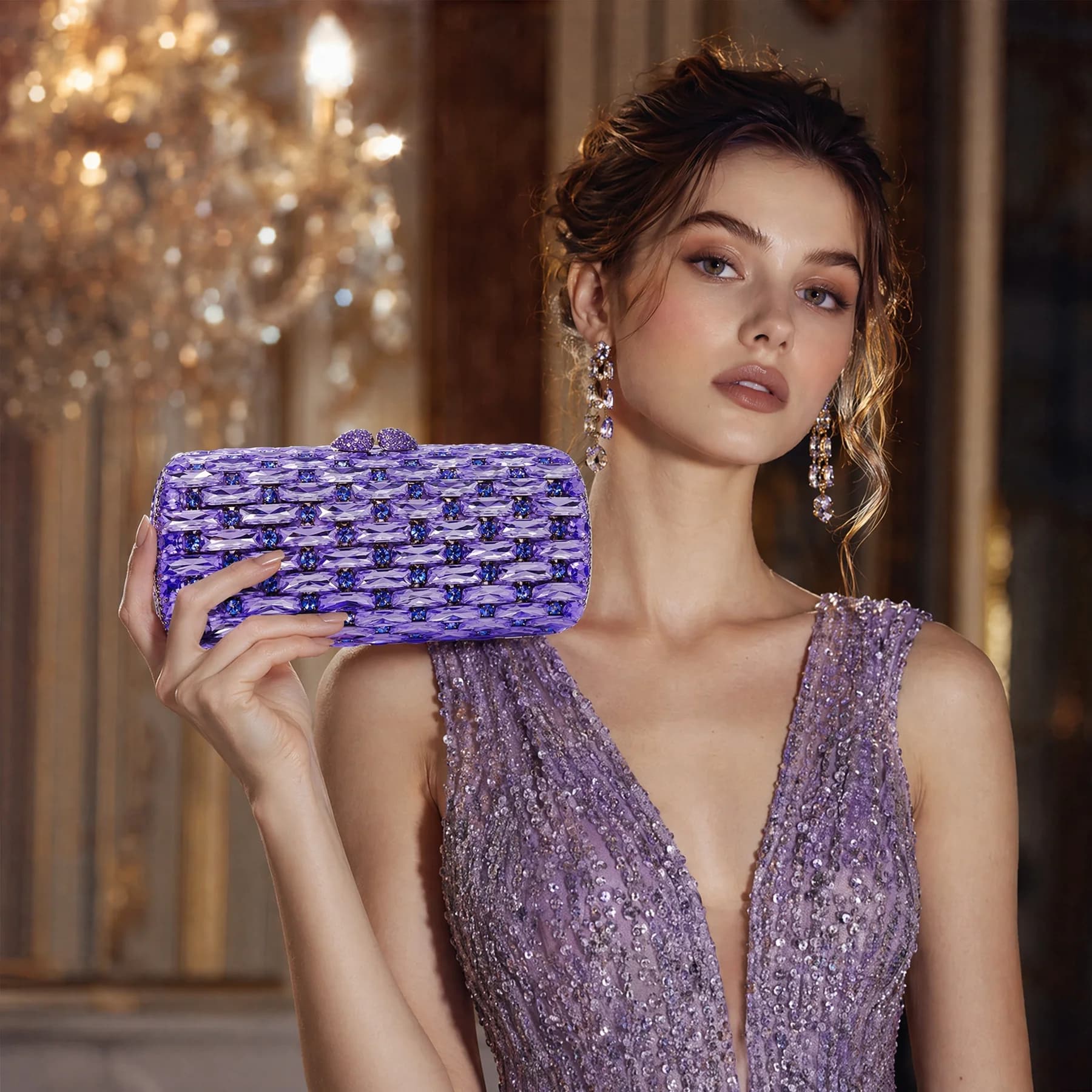 Pochette da sera in cristallo con strass da donna di lusso Borse con diamanti chic Borsa da festa abbagliante per banchetti nuziali