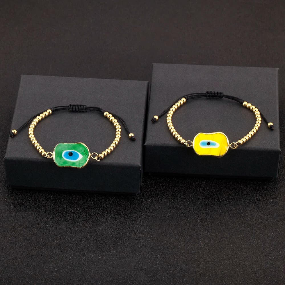 Nidin New Creative Design Evil Eye Charm Chain bracciali regolabili 7 colori per le donne accessori per gioielli per feste di compleanno regali