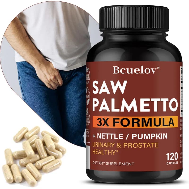 Capsule di Saw Palmetto 500mg, Supporto per la Prostata, il Tratto Urinario e la Salute dei Capelli degli Uomini, Equilibrio del Corpo, Non-OGM