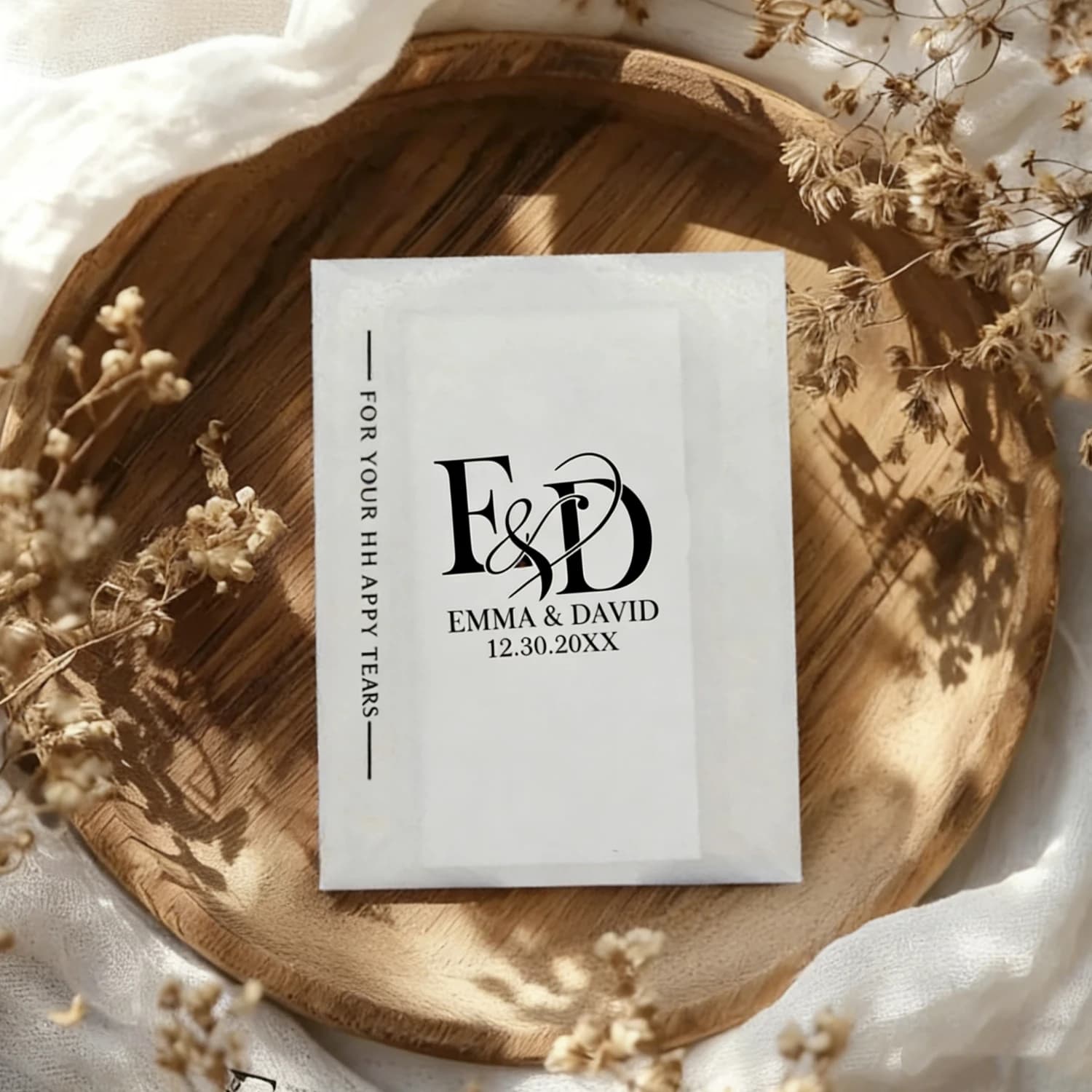 Pacchetti di Fazzoletti Personalizzati per Matrimonio, Confezioni di Coriandoli Personalizzate, Lacrime Felici