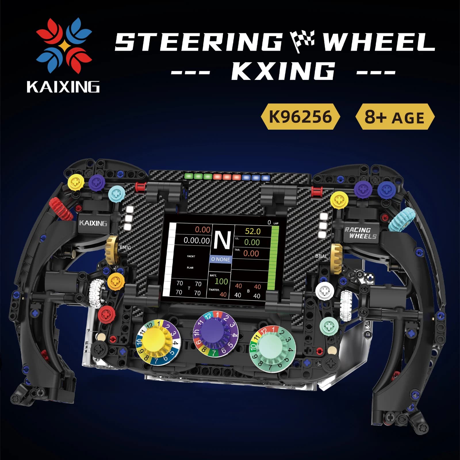 854PCS Racing Steering Wheel Building Blocks Set Mobile Phone Holder Simulation Car Model Kids Assembly Toy Creative Gift