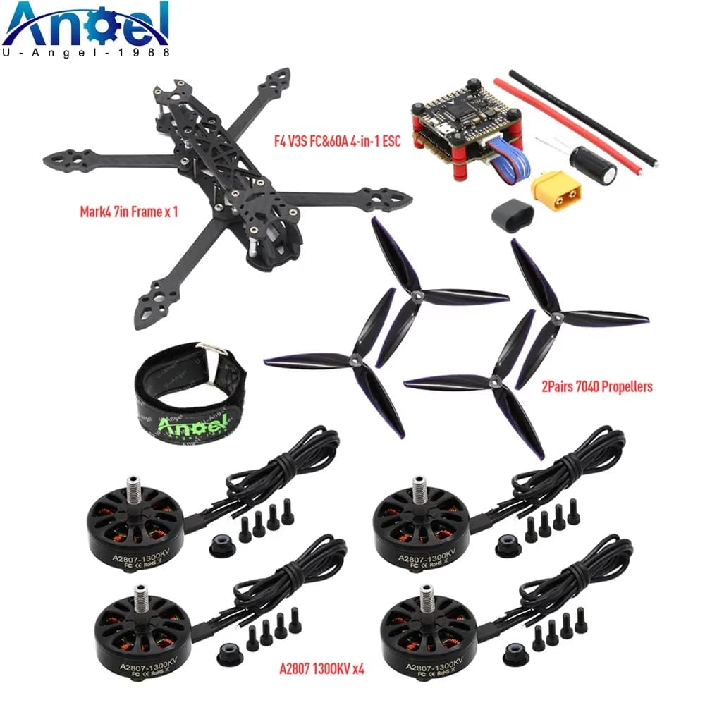 Mark4 Mark 4 7 pollici 295mm FPV Telaio e F4 V3S PLUS Stack BLS 60A ESC e A2807 1300KV Motore Brushless e 7040 elica RC Drone Kit