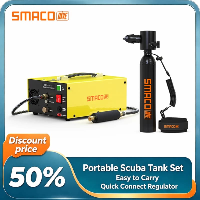 SMACO Mini Scuba Diving Tank Set Portable 0.5L Oxygen Cylinder Hand Pump Diving Equipment Underwater Breathing Device Snorkeling