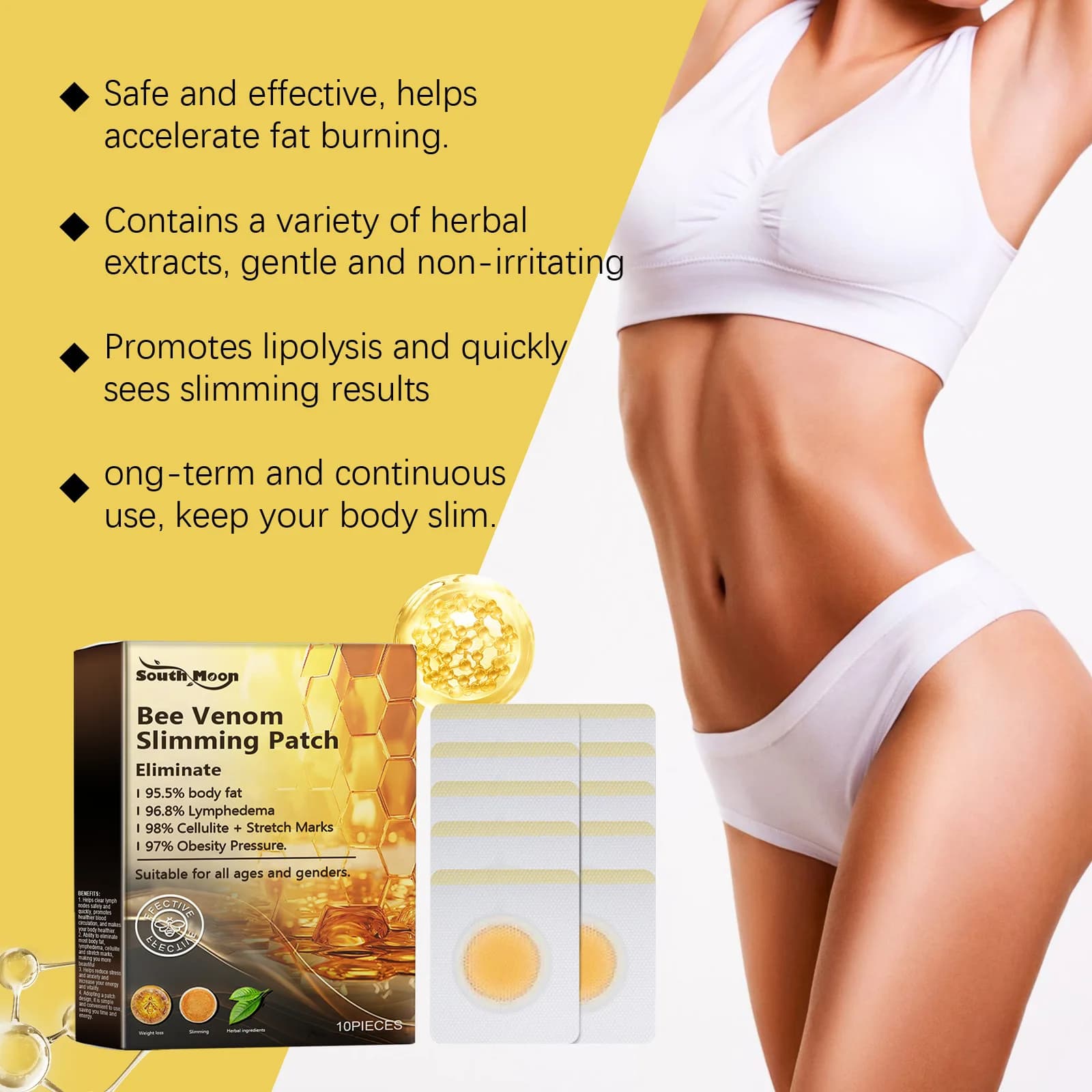 South Moon 10 pz Veleno di Ape Patch Modellante Del Corpo Pancia Dimagrante Perdita di Peso Disintossicazione Addominale Alleviare Lo Stress Muscolare Stringere Toppe