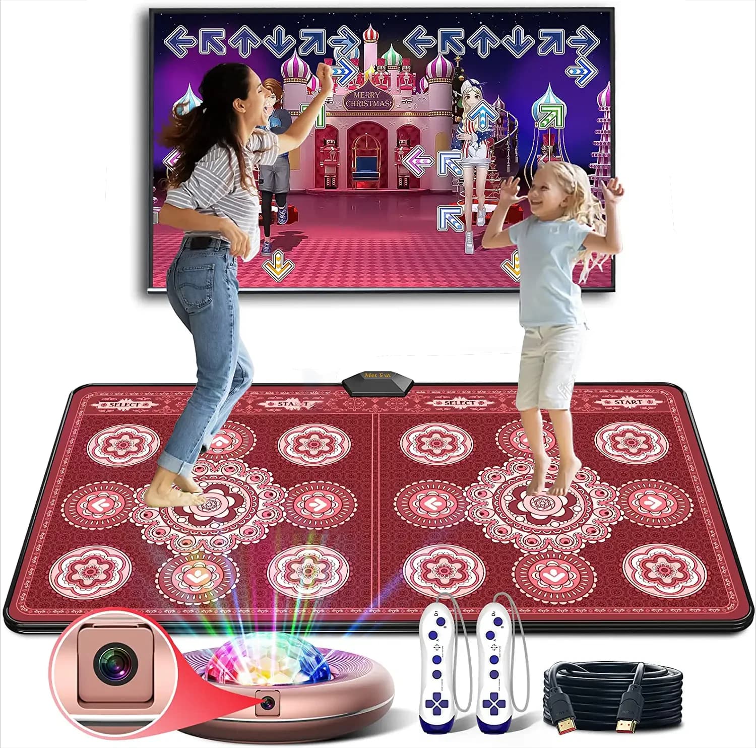 Dance Mat games for TV / PC with HD camera double user exercise Fitness Pad anti-slip gift for children compatible with HDMI