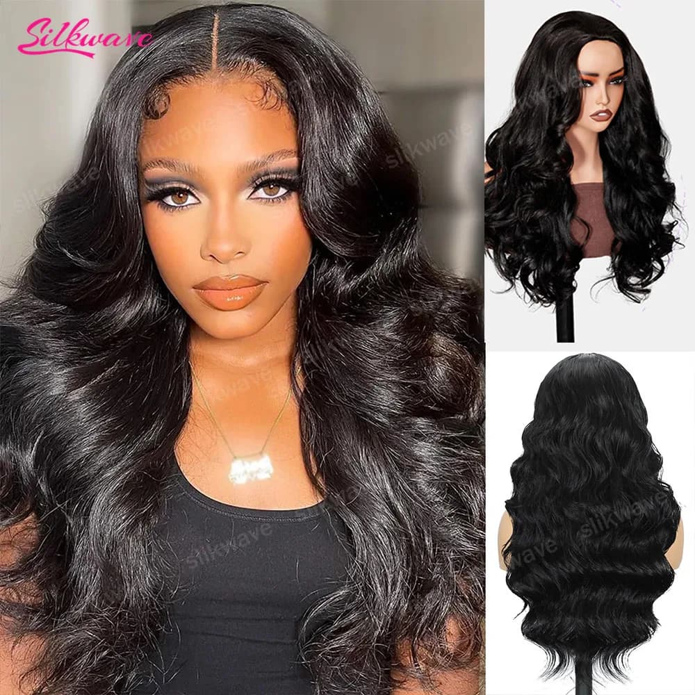 Parrucca Mezza Testa 3 IN 1 Body Wave in Capelli Umani Senza Colla con Cordoncino, Clip Senza Cuciture Migliorate, Parrucca Flip Over 3 IN 1 per Donna