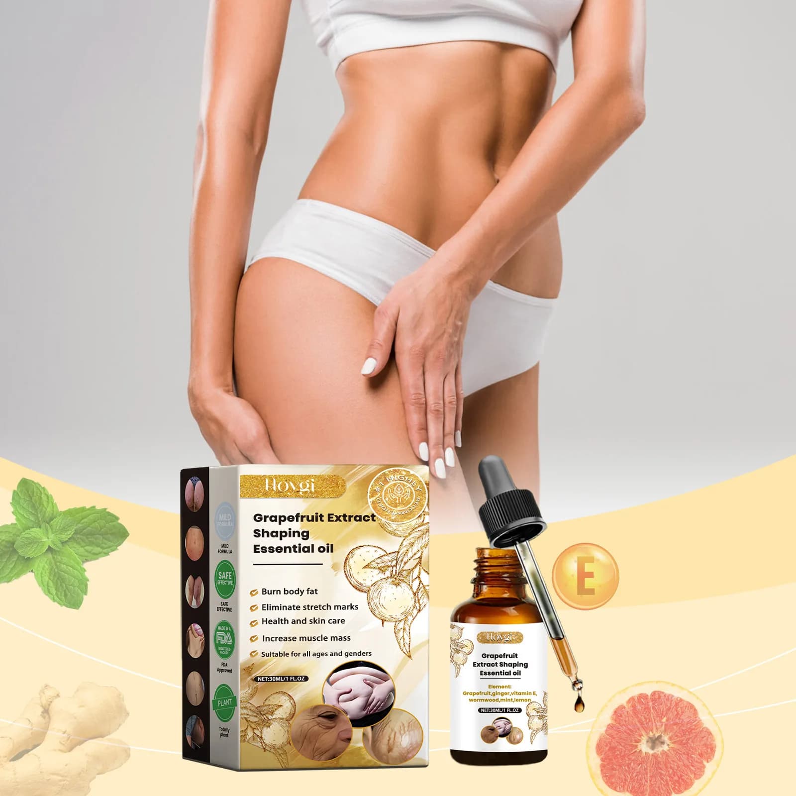 Hoygi 30ml Rafforzamento Corpo Olio Essenziale Massaggio Idratante Corpo Ridurre Il Cedimenti Della Pelle Anti Cellulite Olio Essenziale di Pompelmo