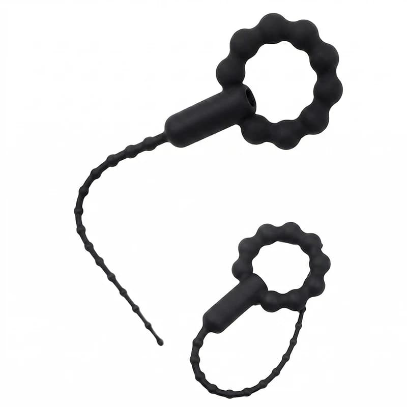 Design con perline con suono uretrale vibrante in silicone per la stimolazione intensa, giocattolo elettrico per massaggiatore della prostata, morbido e flessibile