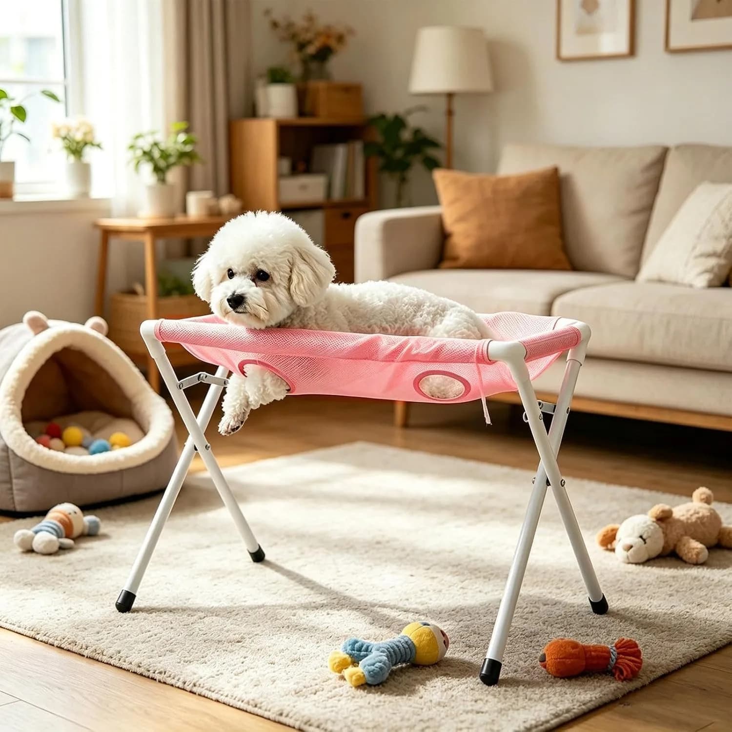 Dog Grooming Hammock Foldable Pet Paw Bathing Wash Hammock Stand for Dogs and Cats, Mesh Bath Support for Nail Trimming, Bathing