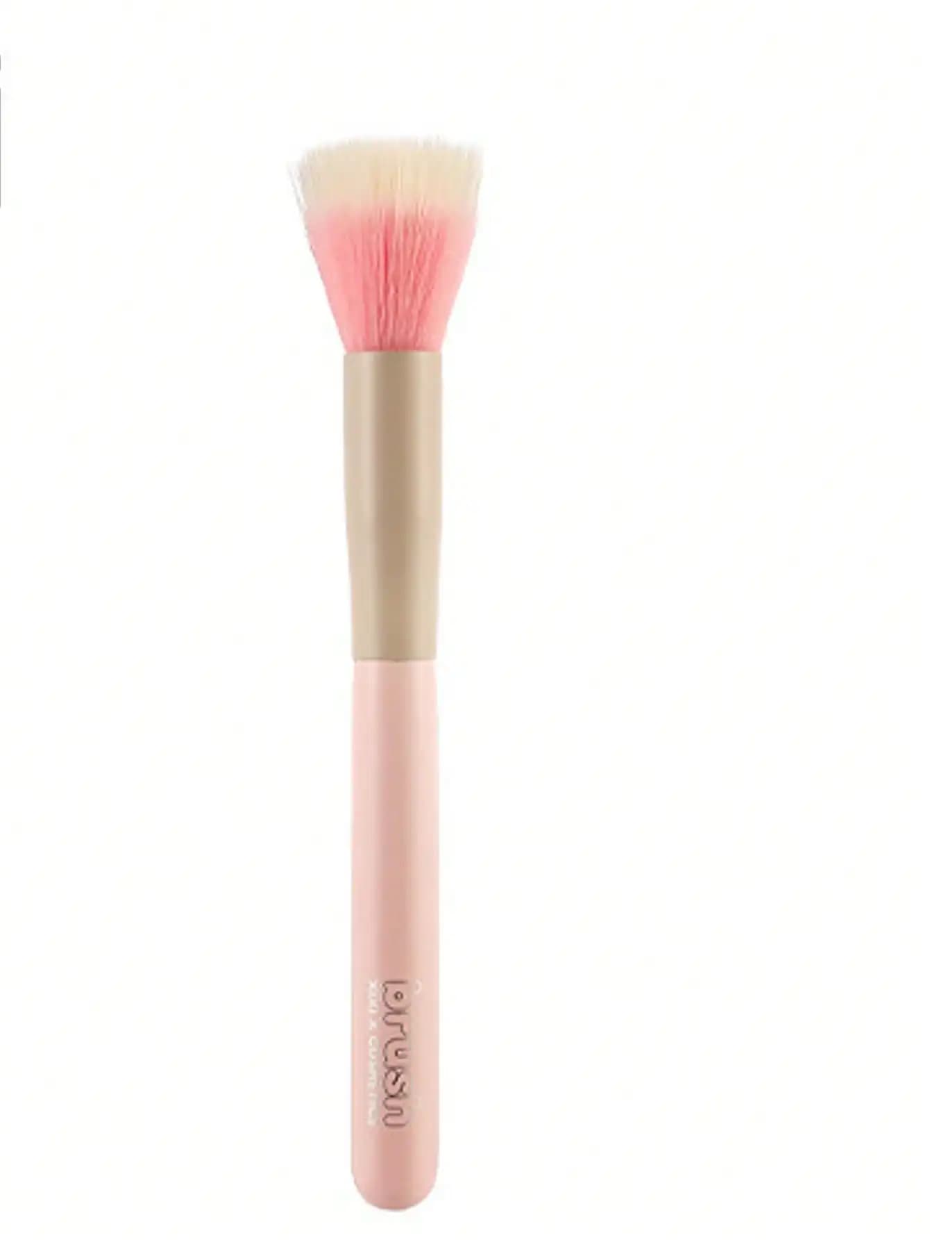 Pennello sfumato rosa da 1 pezzo, pennello per fard portatile, pennello per cipria, strumento multifunzionale per il trucco del contorno del viso