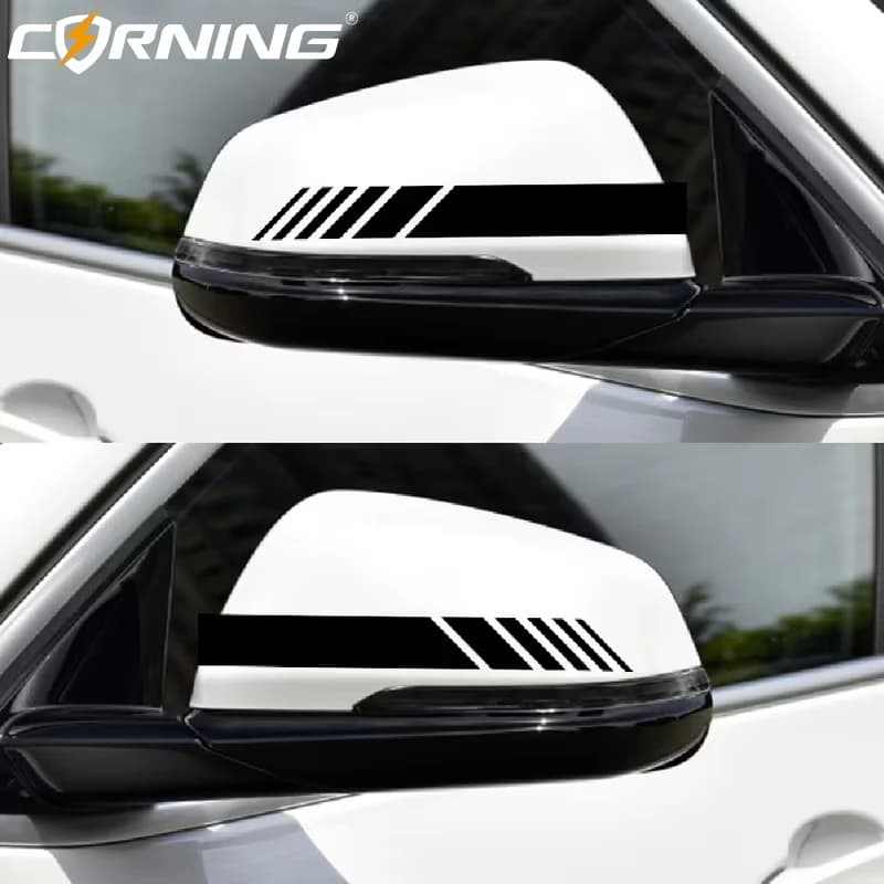 2 Pezzi Adesivi per Specchietti Retrovisori Auto Stile Racing in Vinile Impermeabili Antigraffio Decorazione Auto Alla Moda