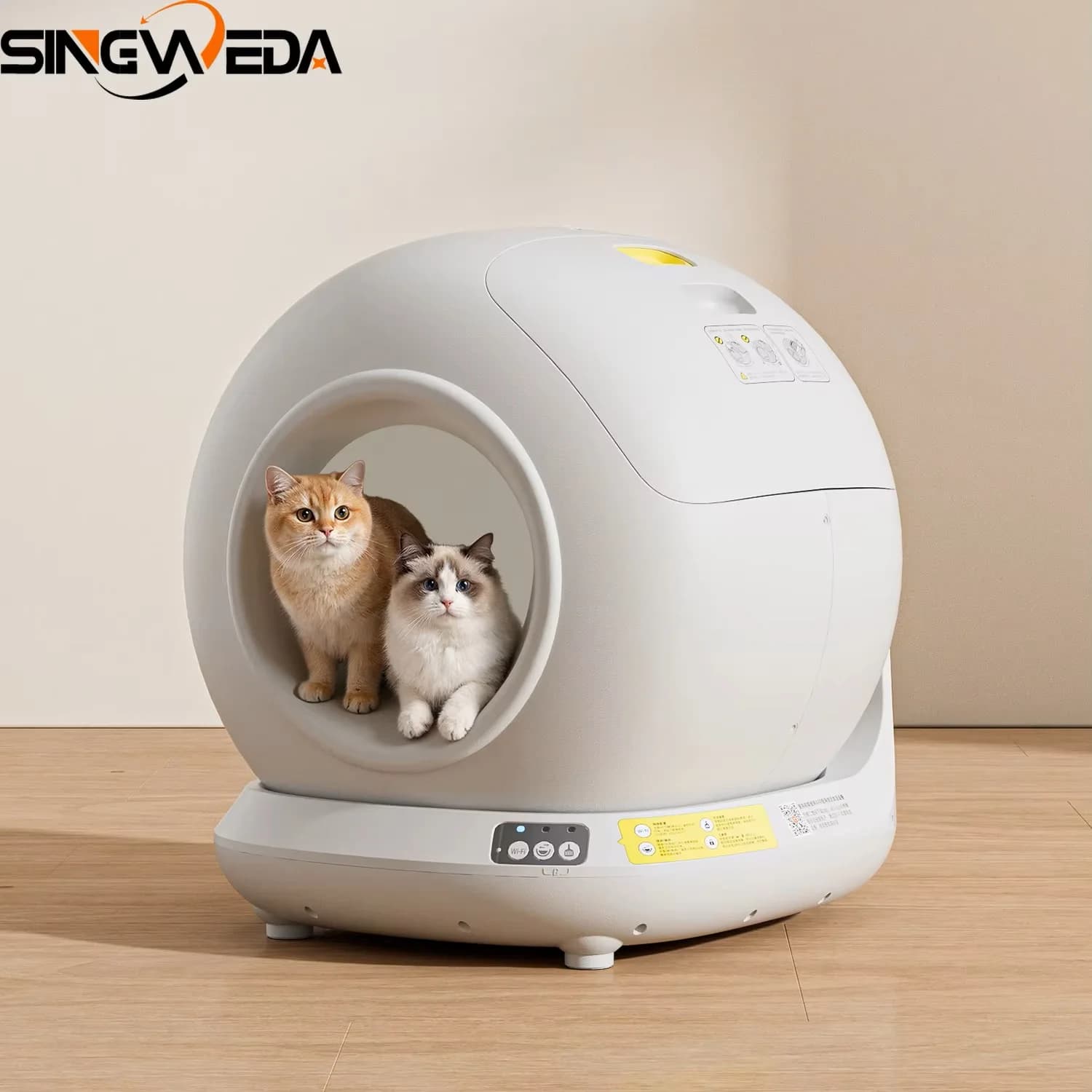 Lettiera per gatti autopulente da 78 litri Lettiera per gatti automatica completamente chiusa Controllo app Vassoio per toilette per animali domestici intelligente con spazio extra large NUOVO