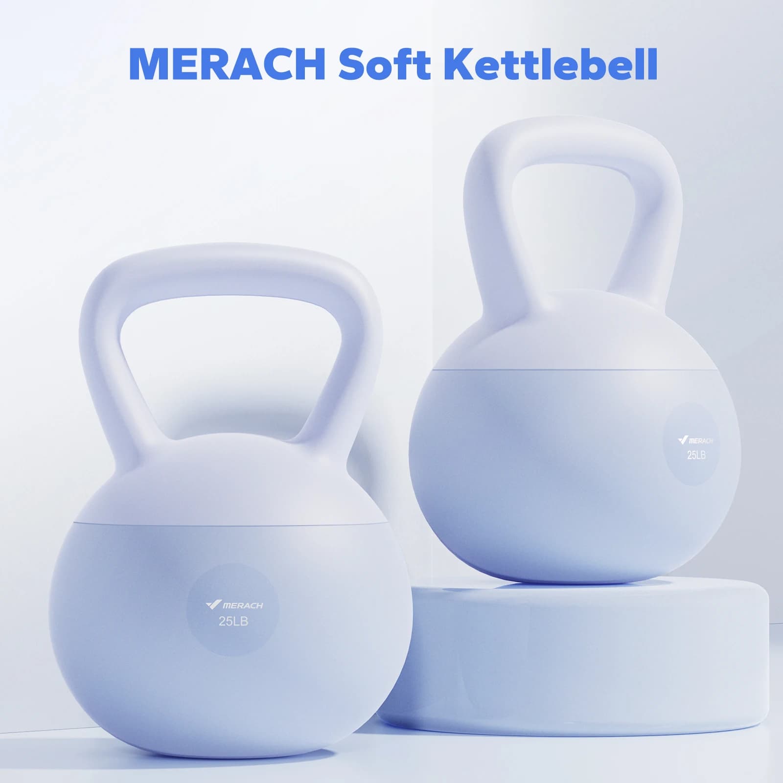 Kettlebell MERACH Morbido con Impugnatura Antiscivolo Larga, Base Orizzontale Imbottita con Sabbia Minerale Fine, Kettlebell Premium