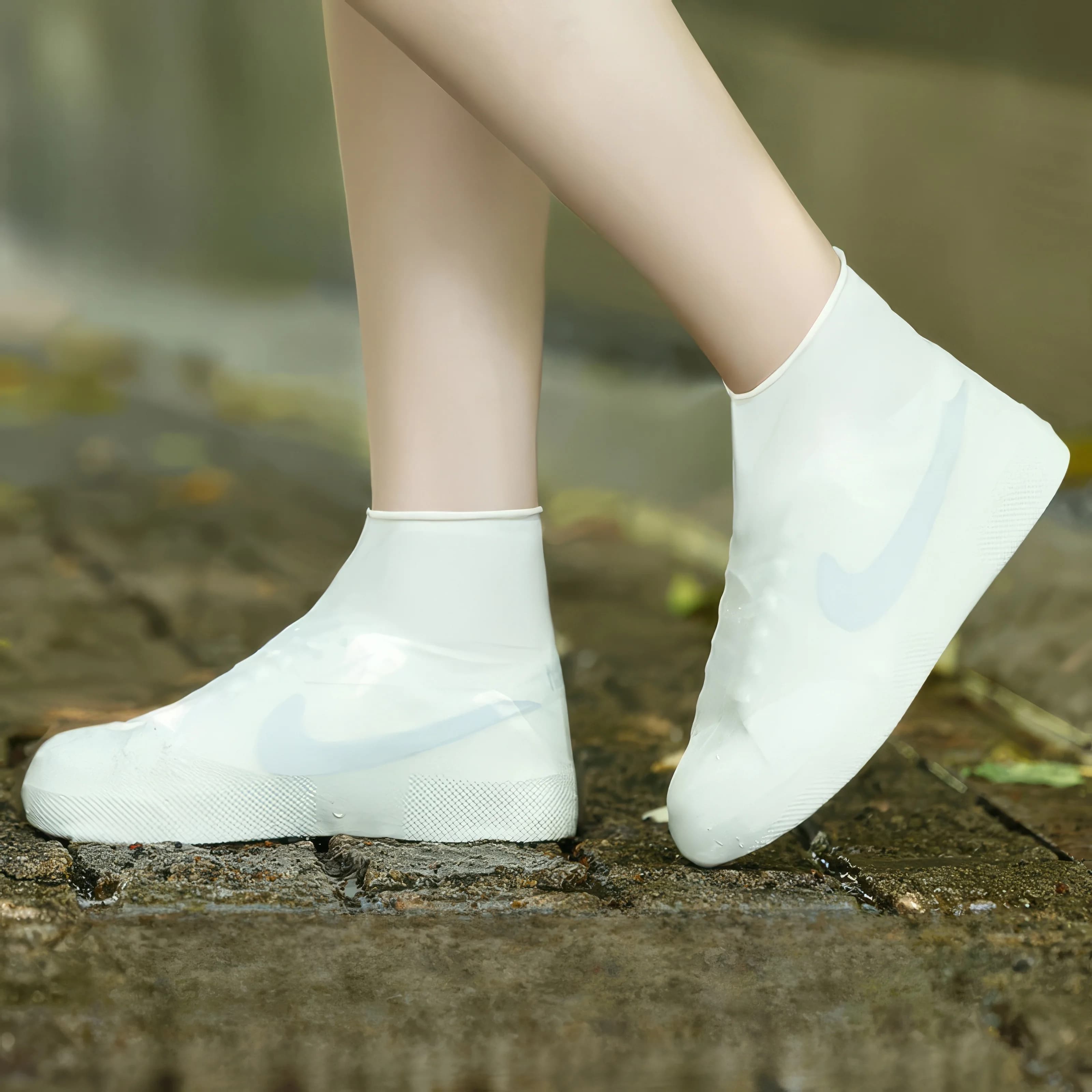 Copriscarpe impermeabile per stivali da pioggia in lattice 1/2, disponibile in bianco o nero, adatto per escursioni ed condizioni umidificate