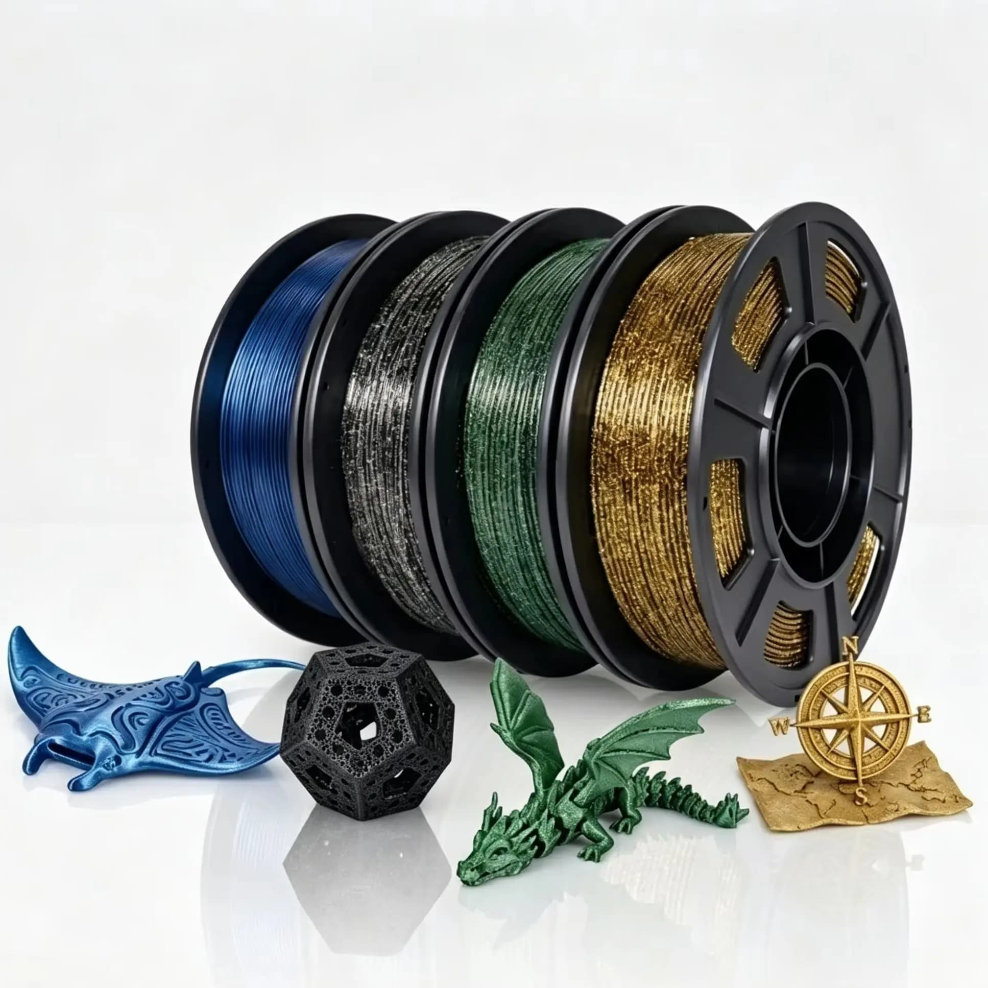 3D Printer Filament Galaxy PLA Filament 1.75mm, 3D Printing Filament Bundle, Multi Color Filament Tricolor 250g X 4 Color Pack.
