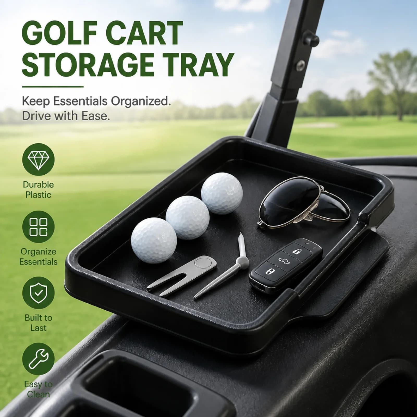 Golf Ball Tray 51 Ball Capacity Durable Plastic Range Ball Holder for Home Practice Mats Indoor Outdoor Golf Supplies