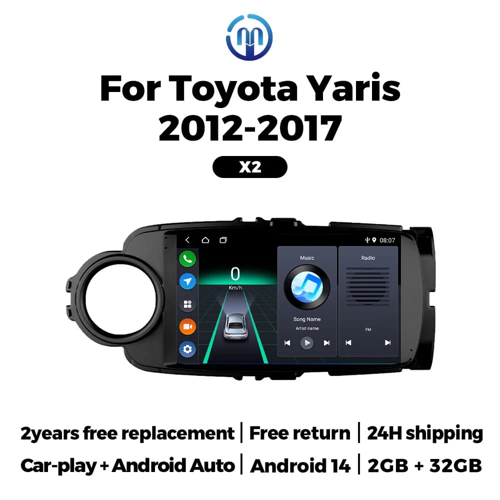 MEKEDE Carplay WIFI Stereo Android System For Toyota Yaris 2012 2013 2014 2015 2016 2017 Car Multimedia Radio GPS Navigation