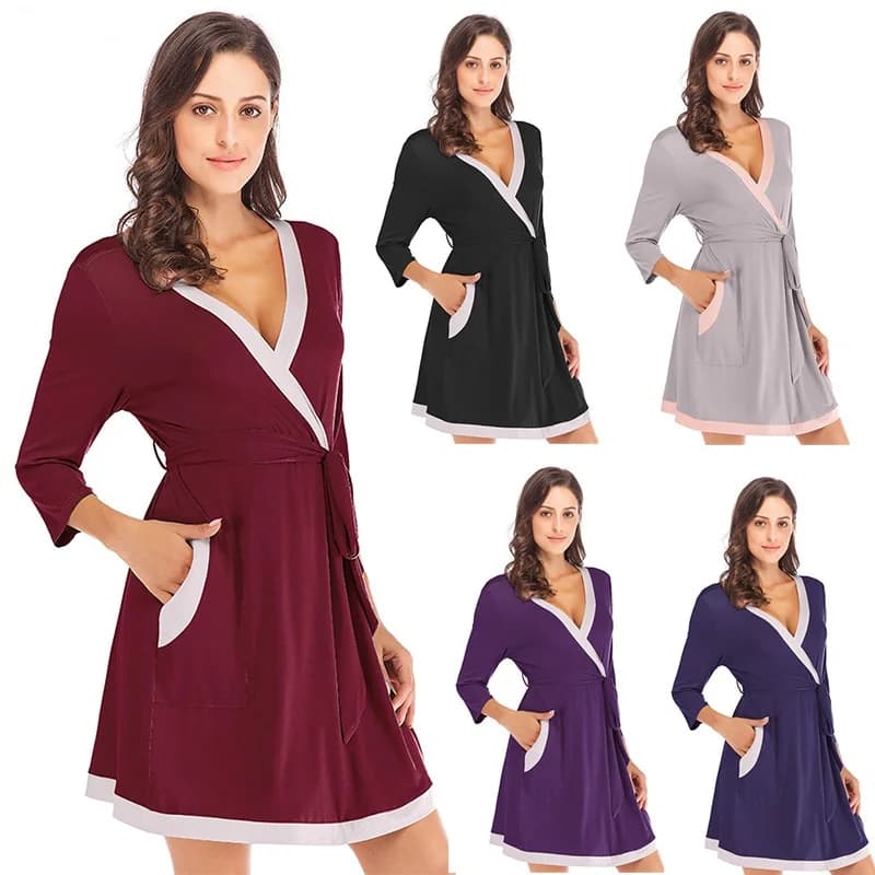 Maternity Maternity Shirt Spring Autumn Women's Long Sleeve Nightwear Bathrobe Dresses Pregnant Women's Nightwear
