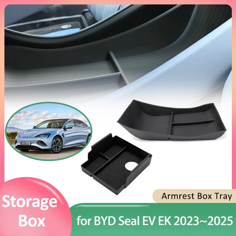 Scatola di immagazzinaggio per auto per BYD Seal EV EK 2023 ~ 2025 2024 Gomma Console centrale Organizzatore ABS Bracciolo Articoli vari Scatola Vassoio Parte Accessori