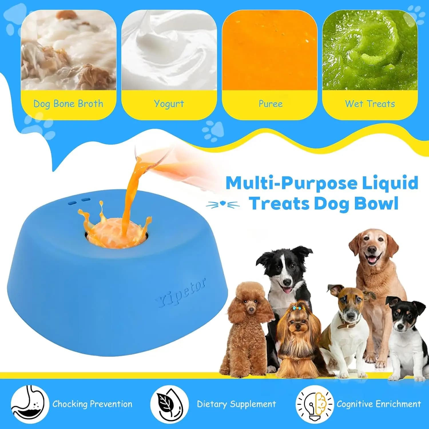 Tappetino Lick Mat Slow Feeder per Cani e Gatti, Ciotola Antiscivolo per Yogurt, Burro di Arachidi e Cibo Umido