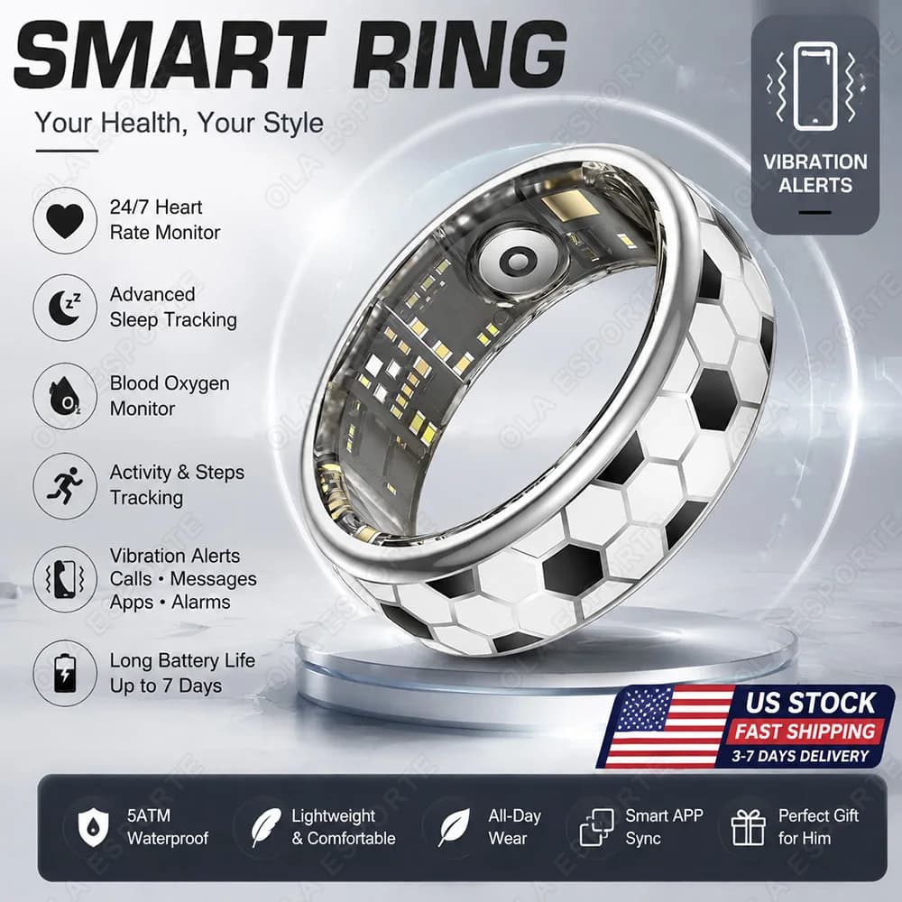 2026 New Smart Ring Vibration Alerts Hand Gestures Video Control Heart Rate Health Monitor Waterproof Smart Rings Men Women Gift