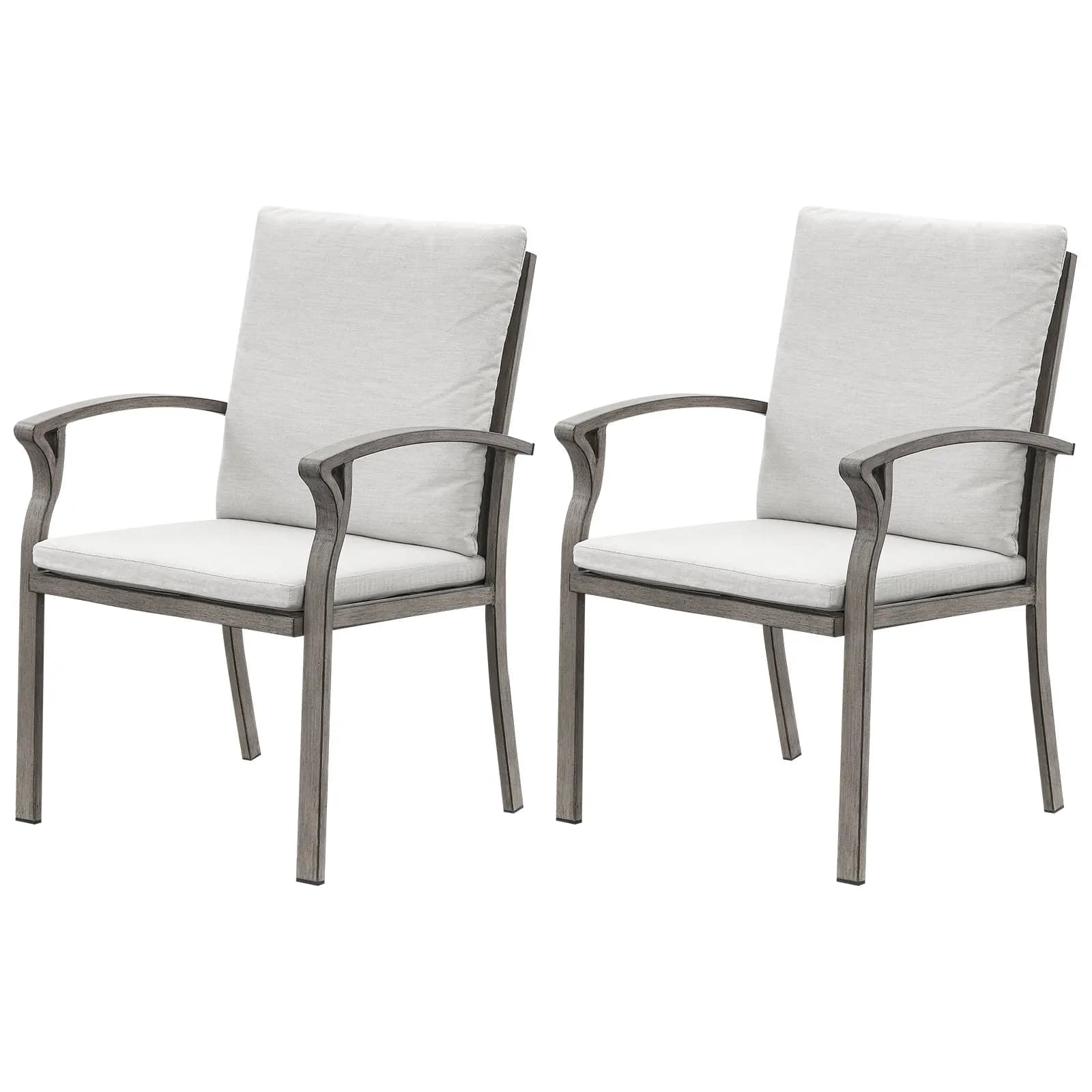 Set di 2 sedie da pranzo per esterni SeeHill, sedie da giardino in alluminio con schienale alto e cuscini, mobili da giardino per tutte le stagioni per giardino