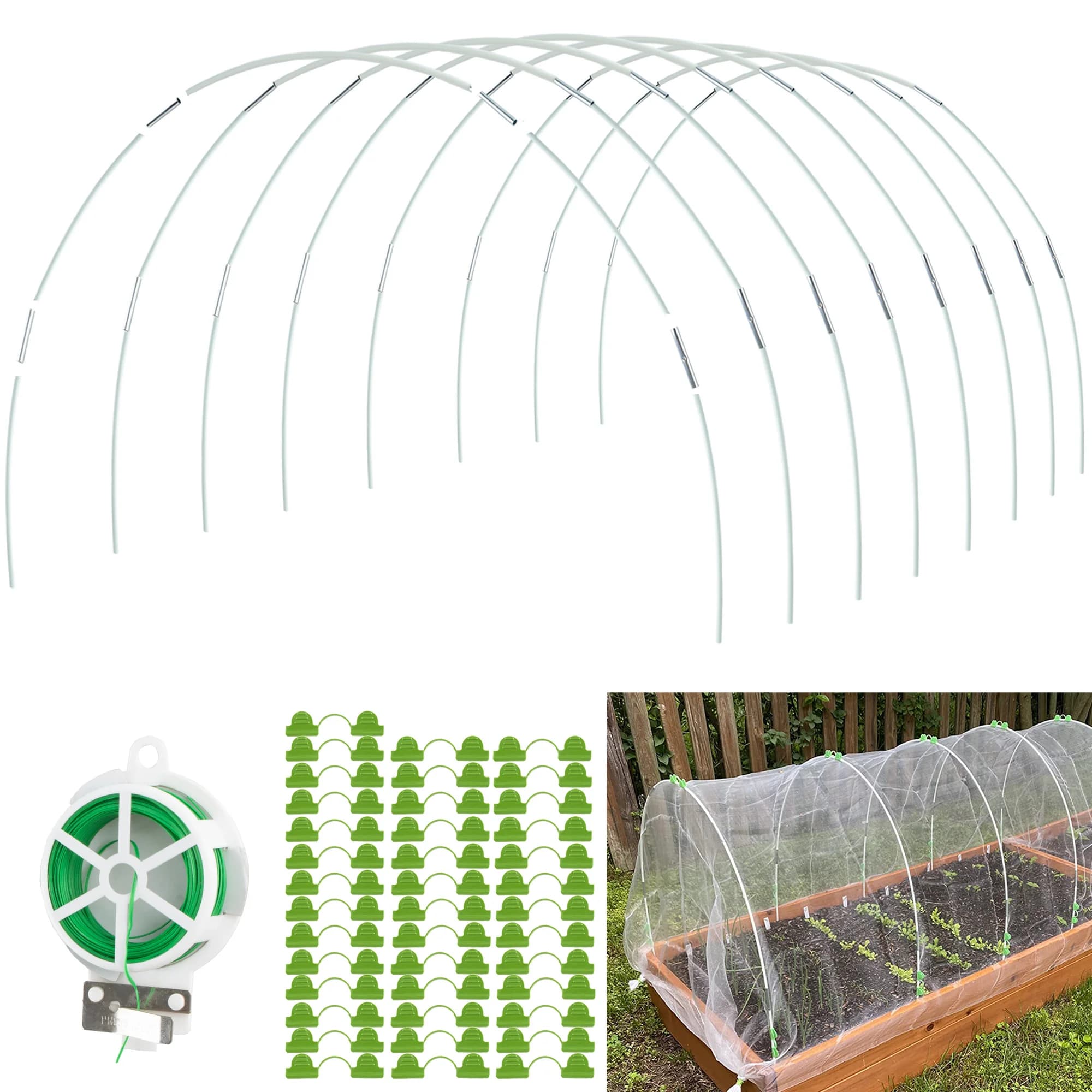 40 Cerchi da giardino per tunnel in rete, Cerchi da giardino Telaio per serra Cerchi flessibili per protezione dell'arco plantare per tunnel per letti rialzati