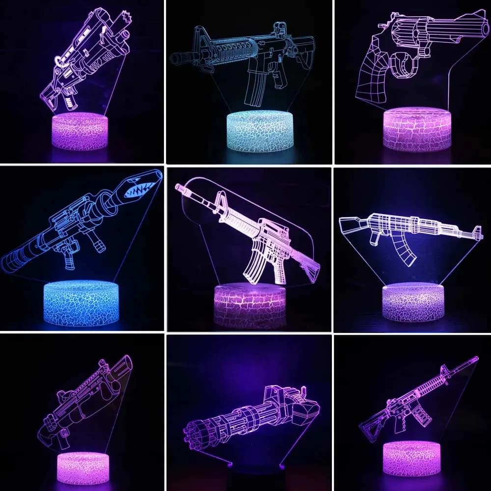 Game Fucile 3D Led Night Light Gaming Desktop Room Decoration Game Atmosphere Light Table Lamp Birthday Children's Christmas Gifts