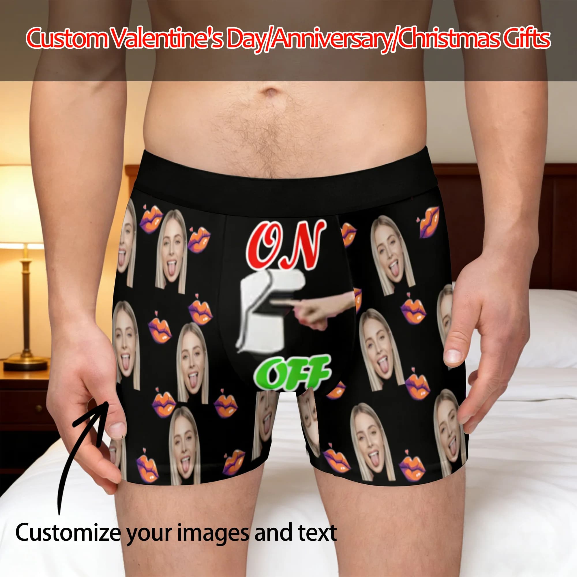 Boxer with personalized face, underwear with personalized photo, anniversary gift for him