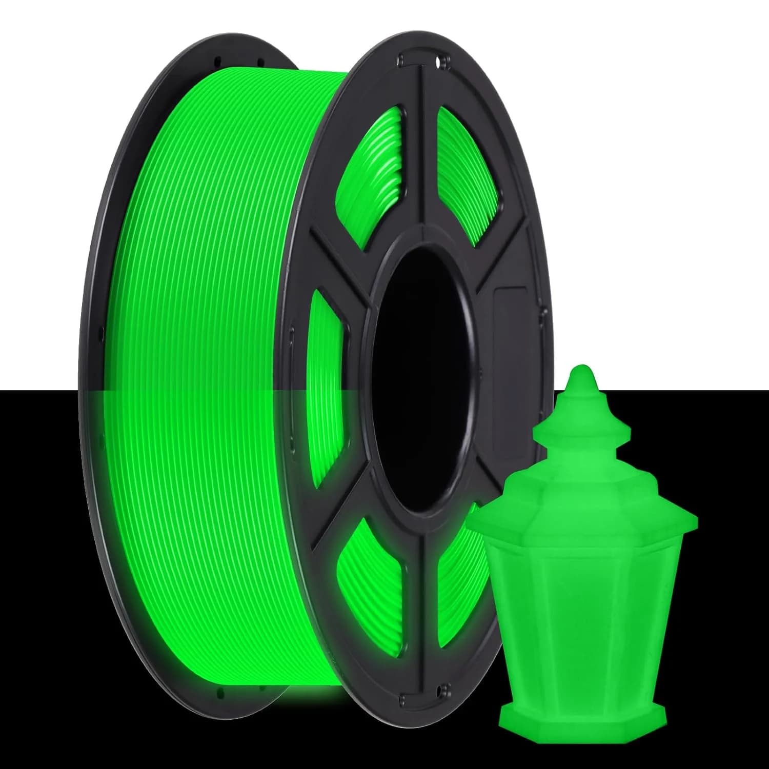 Filament that lights in the dark, green, 1,75 mm TPU filament, 3D printer filament package, 250 g