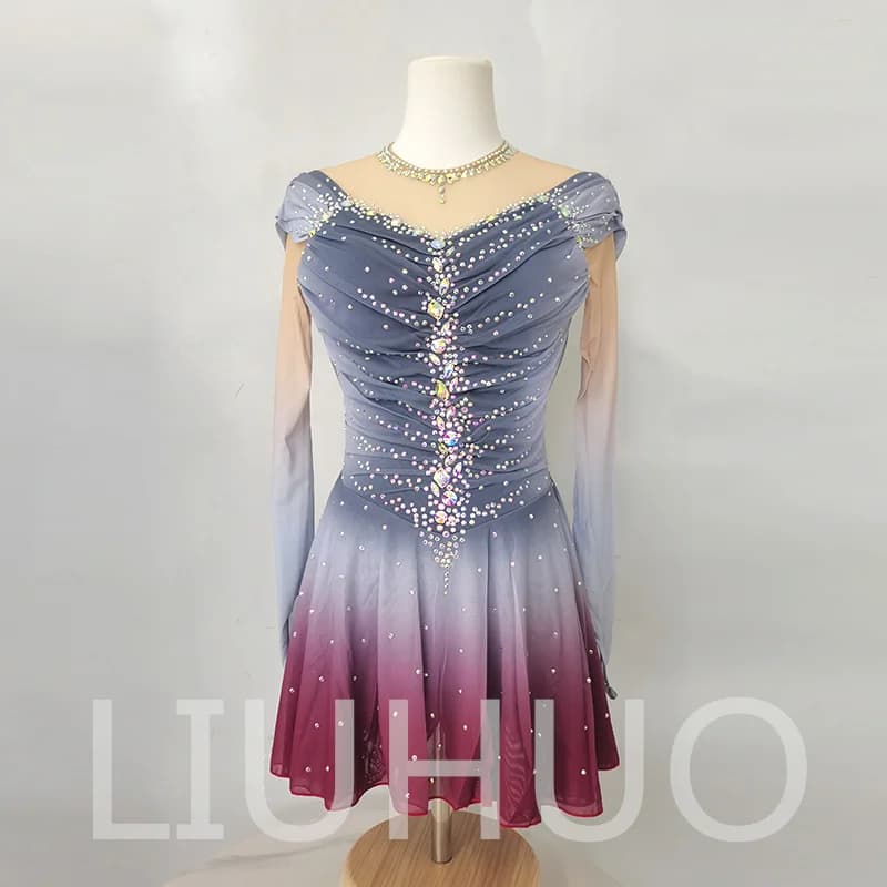 LIUHUO Pattinaggio di Figura sul Ghiaccio Vestito Ragazze Donne Adolescenti Elastico Spandex Concorso All'ingrosso
