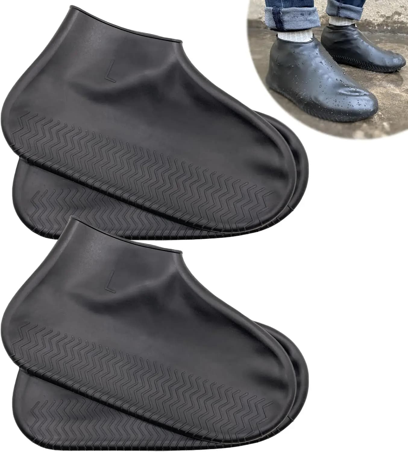 Confezione da 2 copristivali riutilizzabili in lattice: protezioni per scarpe impermeabili antiscivolo per stivali da pioggia, giardino e uso quotidiano