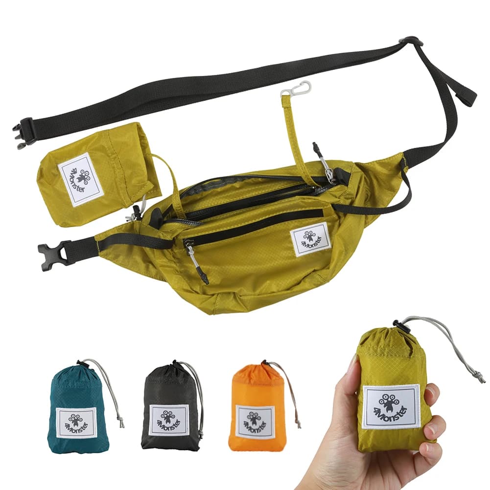 Mini borsa portatile leggera con multitasche, marsupi da escursionismo, cinture regolabili, 2 litri