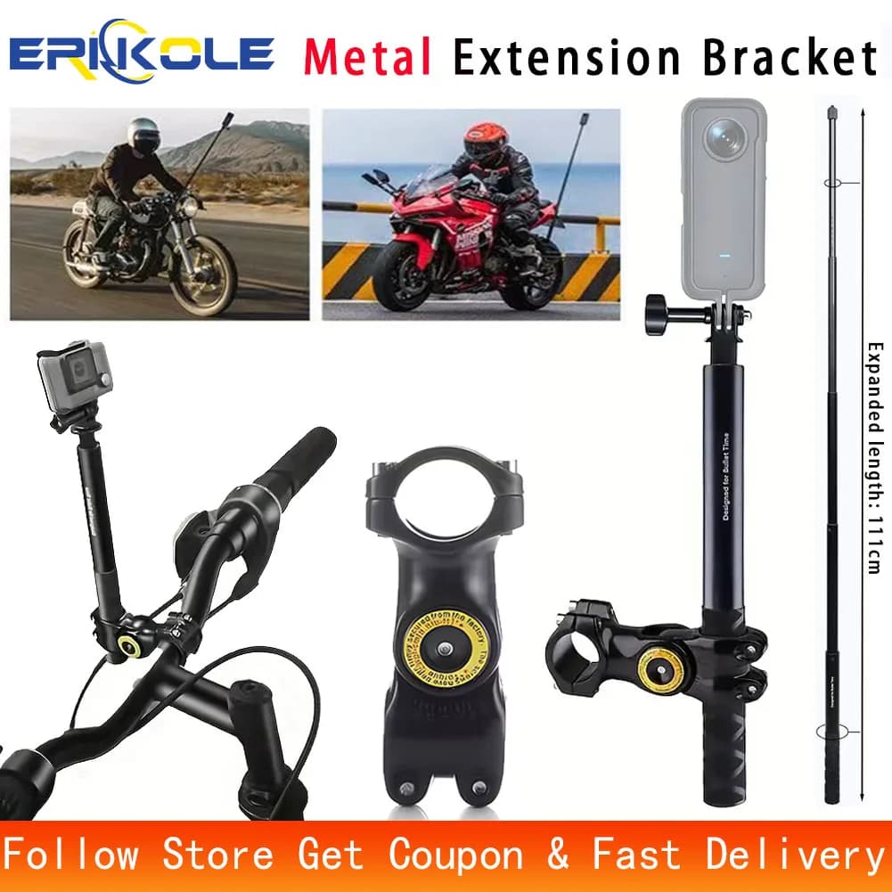 Per Insta360 X4 Supporto per bicicletta per moto con staffa per manubrio invisibile per selfie stick per accessorio per action cam GoPro Hero DJI