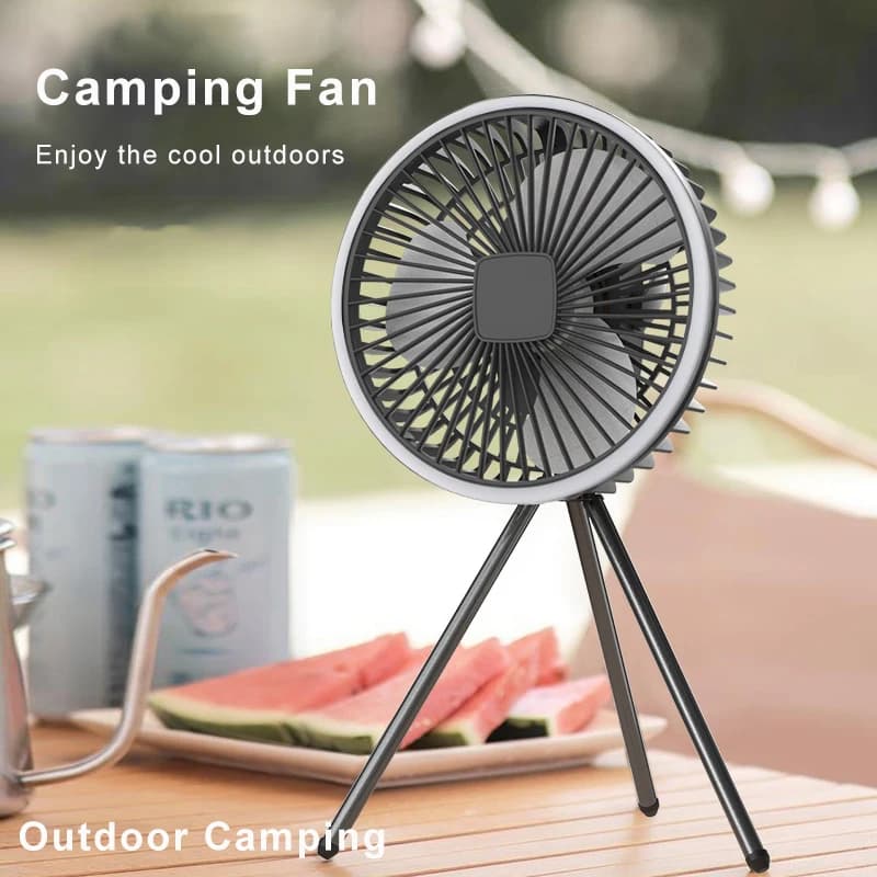 Ventilatore da campeggio portatile 10000mAh 5000mAh Ventilatore elettrico da soffitto wireless ricaricabile USB con luce a LED per campo da viaggio in ufficio a casa