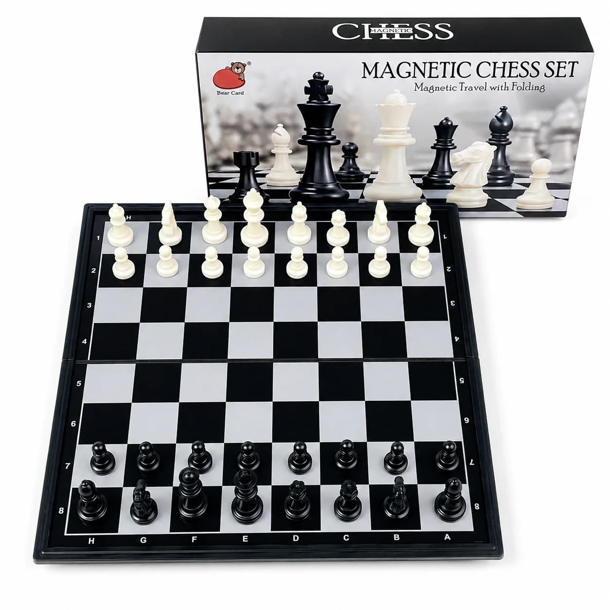 19.1x19.7cm Folding Magnetic Chess Set Black White Board Game with Carry Box Safe Portable Travel Educational Puzzle Toy for Kid