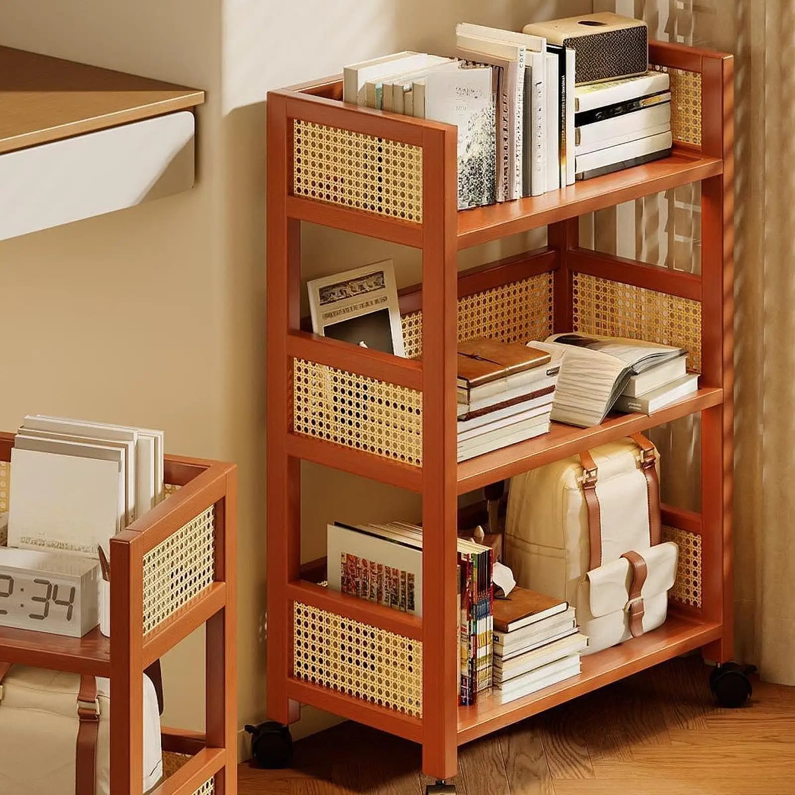 Carrello portaoggetti a 3 ripiani con ruote, multiuso, mobile, da pavimento