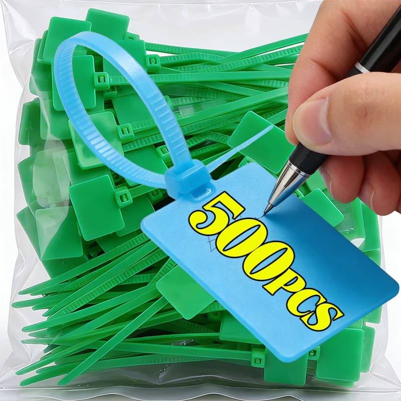 100/500 Pezzi Fascette Autobloccanti in Nylon Antiscivolo Scrivibili per Ufficio, Organizzazione Cavi, Cinghie per Casa e Giardino, Fissaggio per Viti di Pomodoro