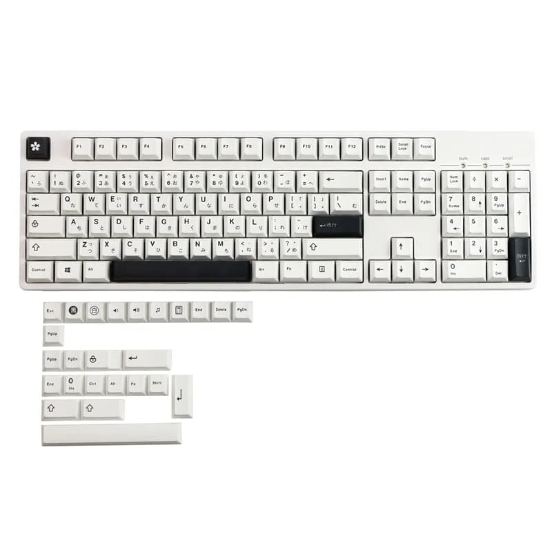 129 tasti tasti giapponesi in bianco e nero Cherry Profile PBT Dye Sublimation tastiera meccanica Keycap per MX Switch 61/64/68