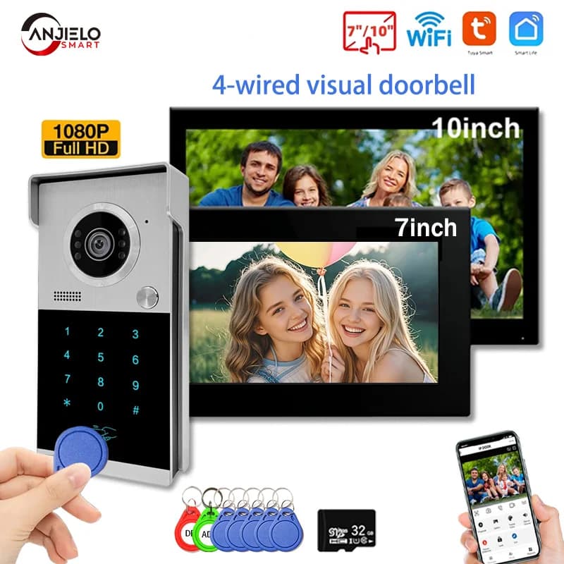 Sistema di Videocitofono Intelligente ANJIELO Tuya, Schermo Touch da 10 Pollici, Protezione di Sicurezza con 1 Serratura da 4 Pollici