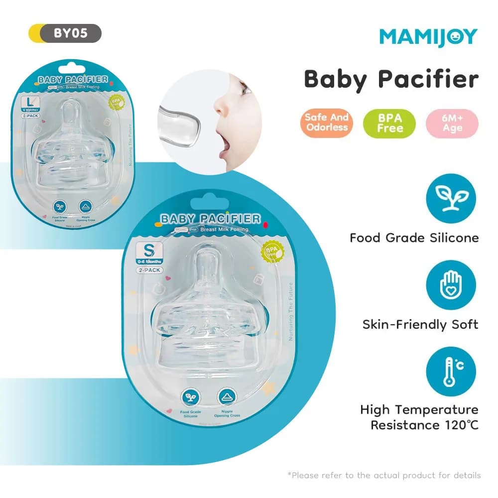 MAMIJOY Ciuccio per neonati in PP con testa rotonda e foro incrociato in silicone alimentare per neonati da 0-6 mesi, ciuccio per neonati, tettarella per neonati, BPAFREE BY05