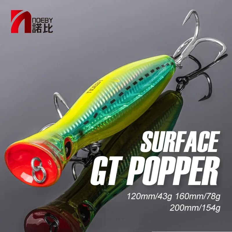 Noeby Popper Richiamo di Pesca 120mm 43g 160mm 78g 200mm 154g Topwater Wobblers Acqua Salata Esca Dura Artificiale per GT Attrezzatura da Pesca