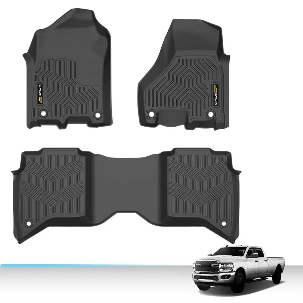 3 pcs Tpe Car Mats Cover For All Seasons Suitable for 2019-2024 Ram 2500/3500 Crew Cab Waterproof Non-slip Resistant To Dirt Durable