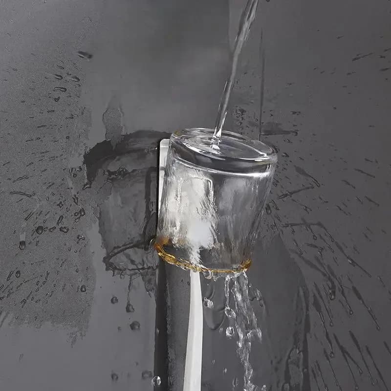 Portaspazzolino in Acciaio Inox con Bicchieri, Organizzatore da Bagno a Parete, Portaspazzolino Salvaspazio