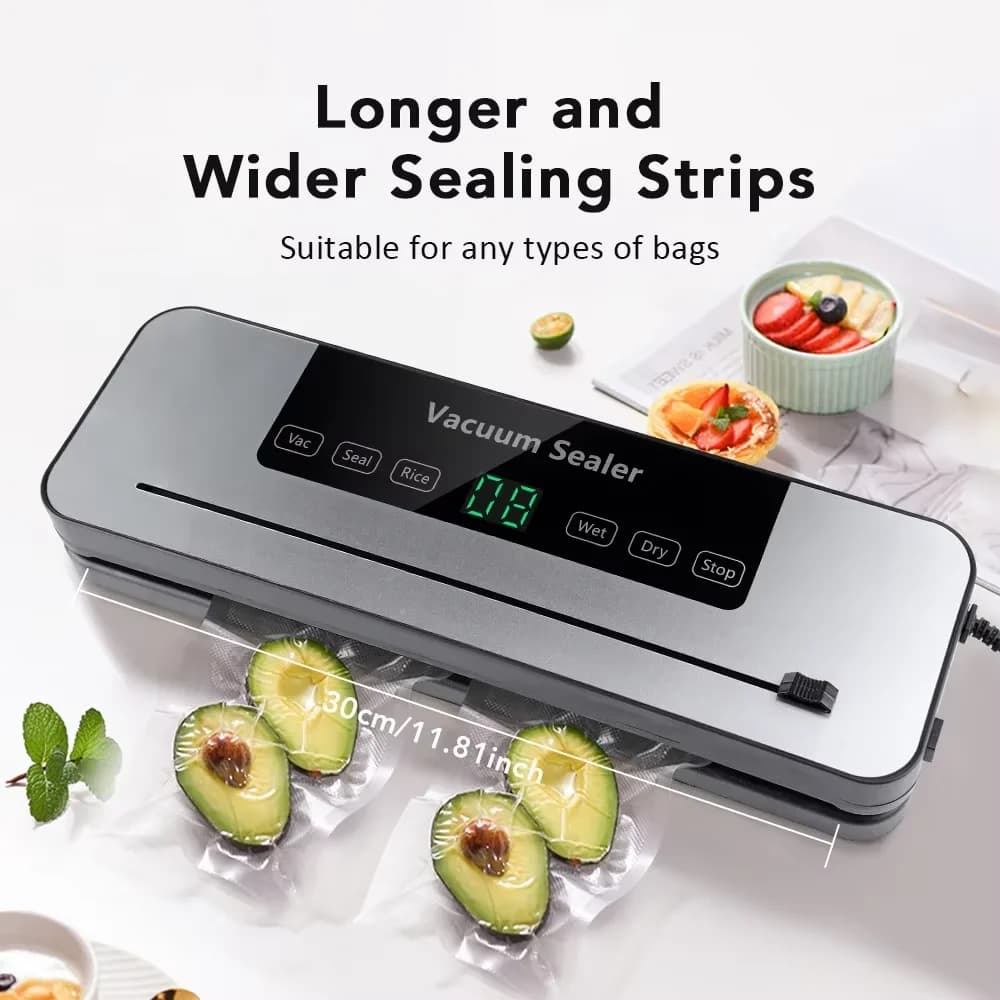 Macchina per Sottovuoto 65kpa, Sigillatrice per Alimenti Secchi e Umidi, Dispositivo per Conservazione in Cucina con Taglierina Integrata